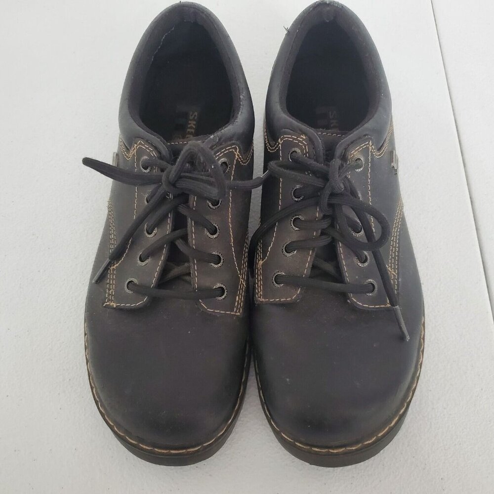 Skechers Y2k Chunky Oxford Shoes Womens Size 11 Black Leather